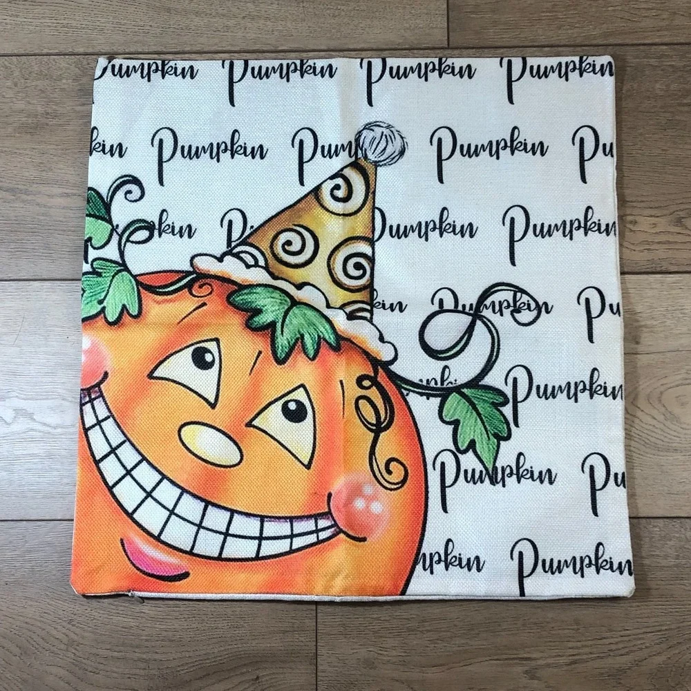 Fall Pumpkin Spooky Fun Halloween Jack O Lantern Throw Pillow Cover‎ Home Decor